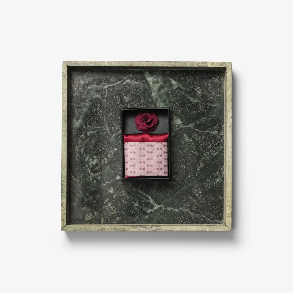 J.H&F Gift Box Hankie & Cuff links Vinröd